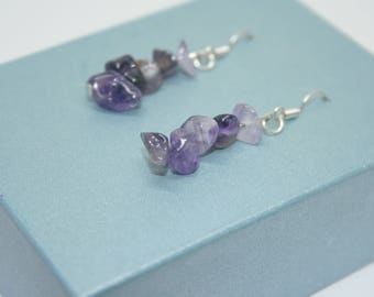 Amethyst Earrings, February Birthstone Jewelry, Birthstone Earrings, Drop Earrings, Birthday Gift, Sterling Silver Earrings, Purple Earrings