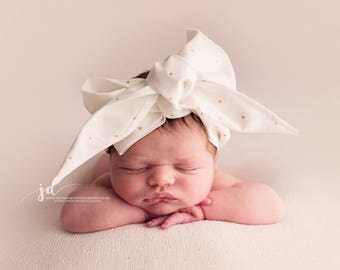 GOLDEN SKY Gorgeous Wrap- headwrap; fabric head wrap; polka dot head wrap; newborn headband; baby headband; toddler headband; baby headwrap