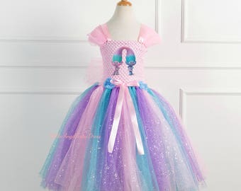 Trolls Satin and Chenille Tutu Dress. Trolls Costume. Poppy Handmade Dress. Trolls Dress. Birthday Party Dress. Halloween Costume