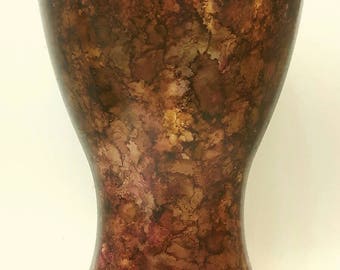 hand painted brown copper vase abstract design