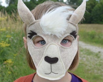 Handmade felt llama mask