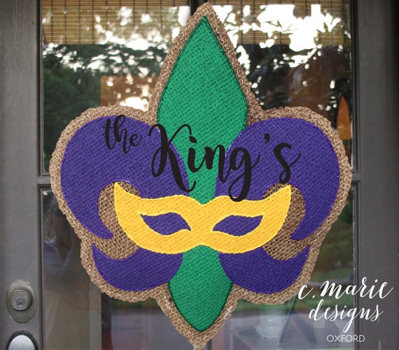 mardi gras fleur de lis door hanger