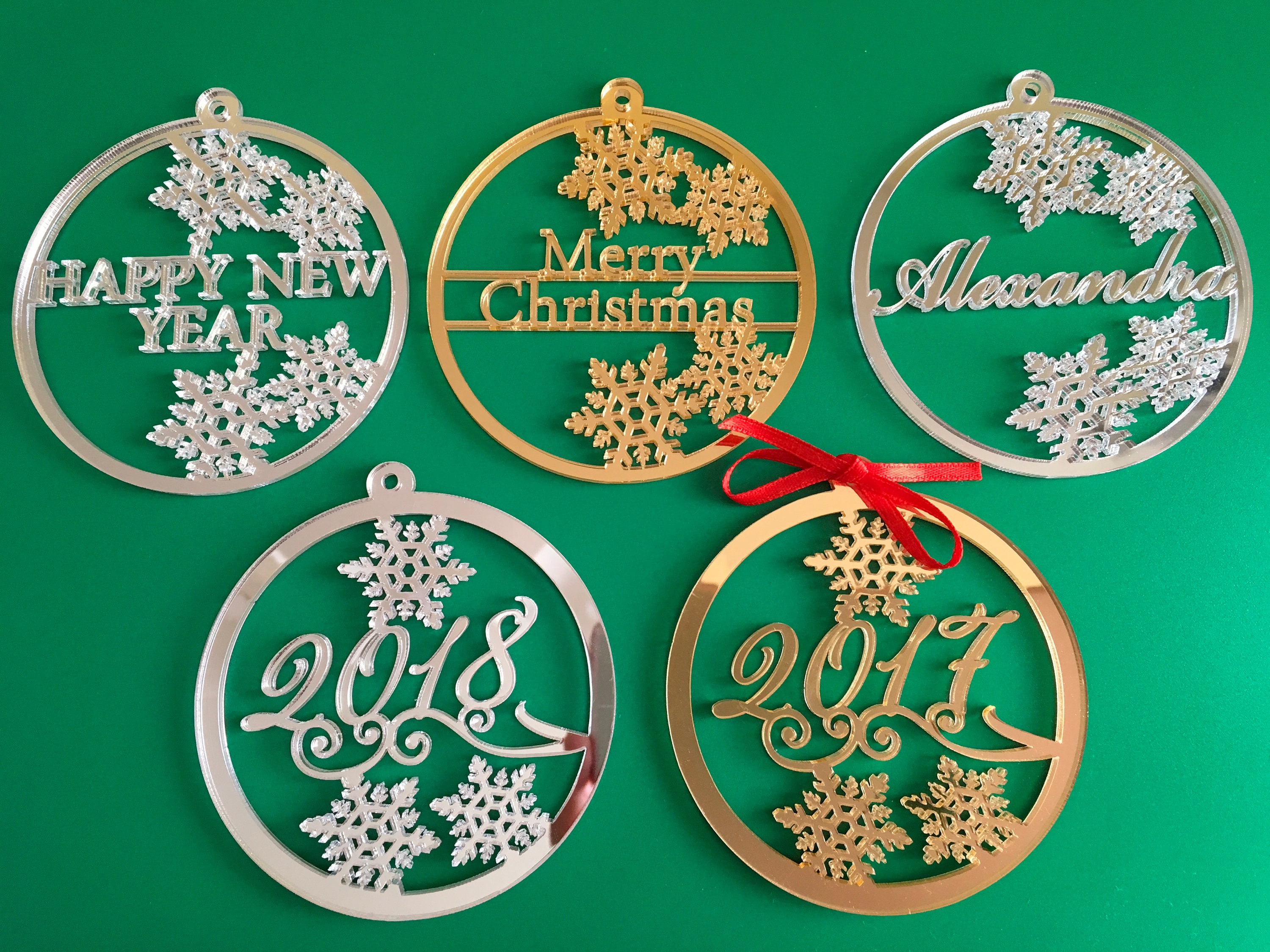 Personalised Christmas bauble Snowflake ornaments Memorial family gift Custom name ornament Xmas ...