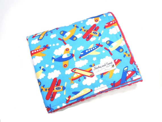 Airplane Blanket Airplane Minky Blanket Baby Blanket Boy