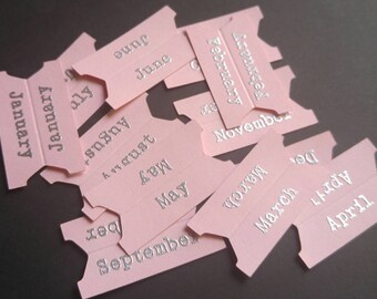 Planner tabs, Gold or silver embossed pink planner tabs, journaling, monthly tabs, labels, planner accessories, bookmarker,
