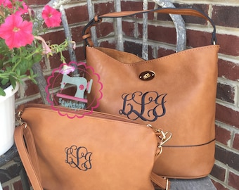 Bucket style purse with crossbody matching purse, personalized Purse, monogrammed purse