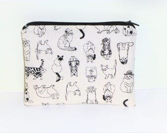 Cat Coin Purse, Black Cat Make-up Bag, Zippered Coin Purse, Black Cat Coin Purse, Gift for her, Cat Change Purse, Birthday gift for girls
