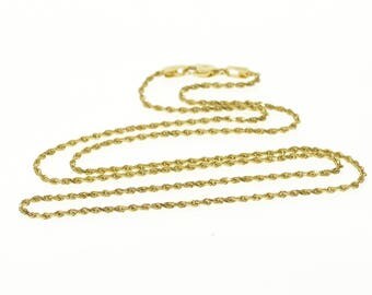 14k 1.1mm Pressed Curb Link Chain Necklace Gold 15.25"