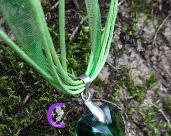 Fern Green swarovski crystal heart pendant