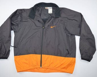 90s Nike Full Zip Outdoor Fall Windbreaker Jacket Mens Large, Vintage Nike Windbreaker, Vintage Jacket, Retro Coat, Outdoor Jacket Gray
