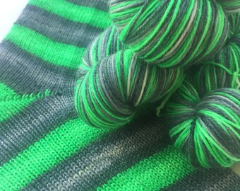Hand dyed self striping merino bamboo sock yarn - Stay Out of the Forest