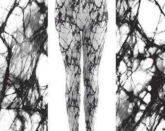 Halloween Leggings for Women, Cobweb Leggings, Black and White Leggings, Spider Web Leggings, Novelty Leggings, Horror Leggings, Fab Bikini
