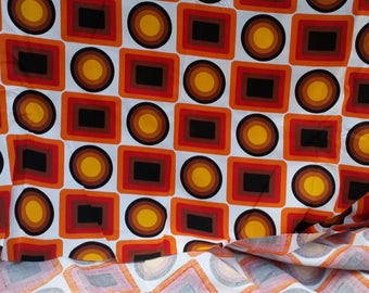 Vintage Fabric Retro Geometric, Mid-Century Heavy Cotton Upholstery Fabric, Grand Teint Meubles, Bold Colours,