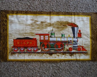 Railroad Fabric panel barkcloth 44" X 22" Wesco-Reltex E & LRR TRAIN