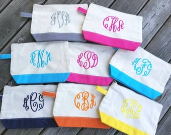 Monogrammed Cosmetic Bag,Monogrammed makeup bag, Monogrammed Bridesmaids Gifts, Personalized Makeup Bag, Personalized cosmetic bag - CB01