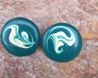 Vintage enamel swirl turqoise earrings