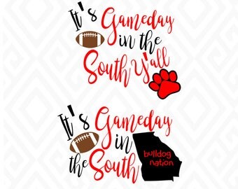 It's Gameday in the South/Georgia Bulldogs; SVG, DXF, EPS, Ai, Png, Jpeg and Pdf Digital Files for Electronic Cutting Machines