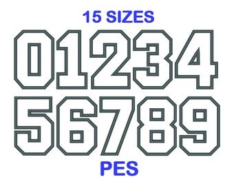 Applique Embroidery Sports Number Set - 15 Size - PES Format Embroidery Numbers - Embroidery 0 to 9 - Machine Embroidery Designs Patterns