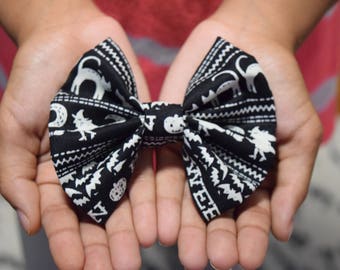 Happy Halloween Skeletons Hair Bow, Halloween Hair Bow, Halloween Hair Clip, Glow in the Dark Bow