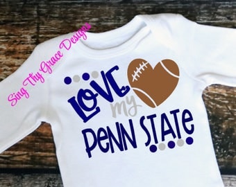 Love my Penn State, Penn State Football shirt, Penn State shirt girls, Penn State baby shower gift, Penn State baby girl