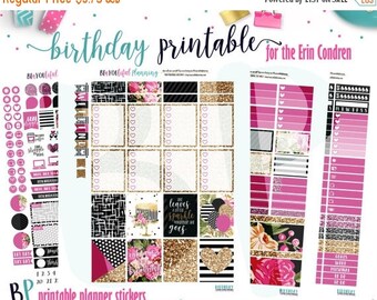 1YRSALE Birthday | Weekly Printable Planner Kit | Planner Stickers | Cut Line Files | for use with Erin Condren | Planner Stickers Printable