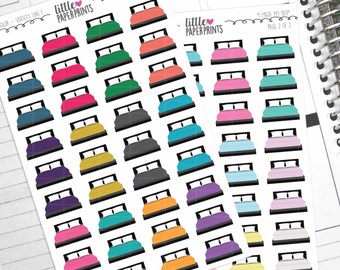 64 Bed Stickers - "I Made My Bed" Stickers - Multi Color Variety Line 1 Bedroom Decorative Planner Stickers