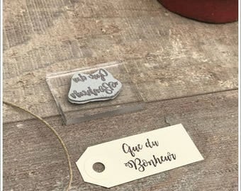 Pretty antique rubber stamp unmounted writing * happiness that * height 2 cm