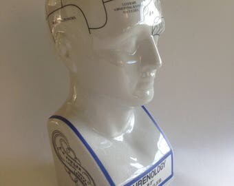 Phrenology by L N Fowler, Fowler's Phrenology Head, Phrenology Head, A pottery head, phrenological head, classic phrenology, phrenology bust