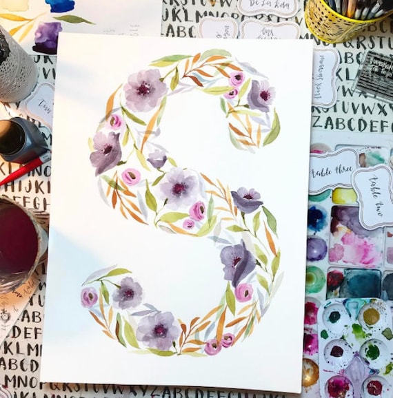 alphabet letters custom original floral