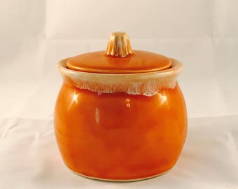 Hull Oven Proof Pottery Orange Drip Sugar Bowl