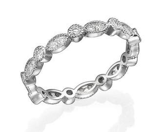 White Gold Eternity Ring, Engagement ring, Eternity band, Full setting ring, Christmas, Gift, Row Ring, Unique Ring, diamond eternity ring