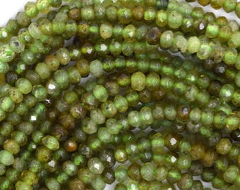 3mm faceted green garnet rondelle beads 16" strand 36586