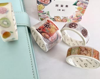 4 washi tape masking tape, japanese food, coffee, bread, fruit