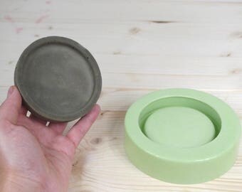 Concrete plate mold, Silicone mold for concrete, Concrete casting mold, Small concrete mold, Small round tray silicone mold, DIY concrete