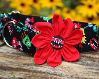 Guns N' Roses Dog Collar - Handmade Adjustable Fabric Collar (1 Or 5/8 Inch Wide) With Leash Option