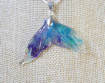 Resin mermaid, mermaid tail, necklace, jewelry, Resin mermaid, fish tail, Resin art Purple and blue mix, Small
