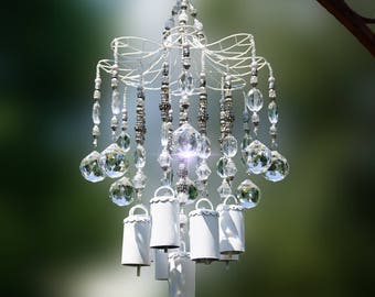 Sun Catcher, Wind Chime, Bell Wind Chime, Suncatcher, Crystal Sun Catcher, Beaded Sun Catcher, Chandelier, Garden Decor, Yard Art,