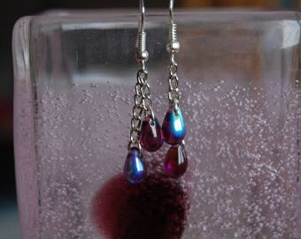 beautiful earrings with Amethyst glass drops