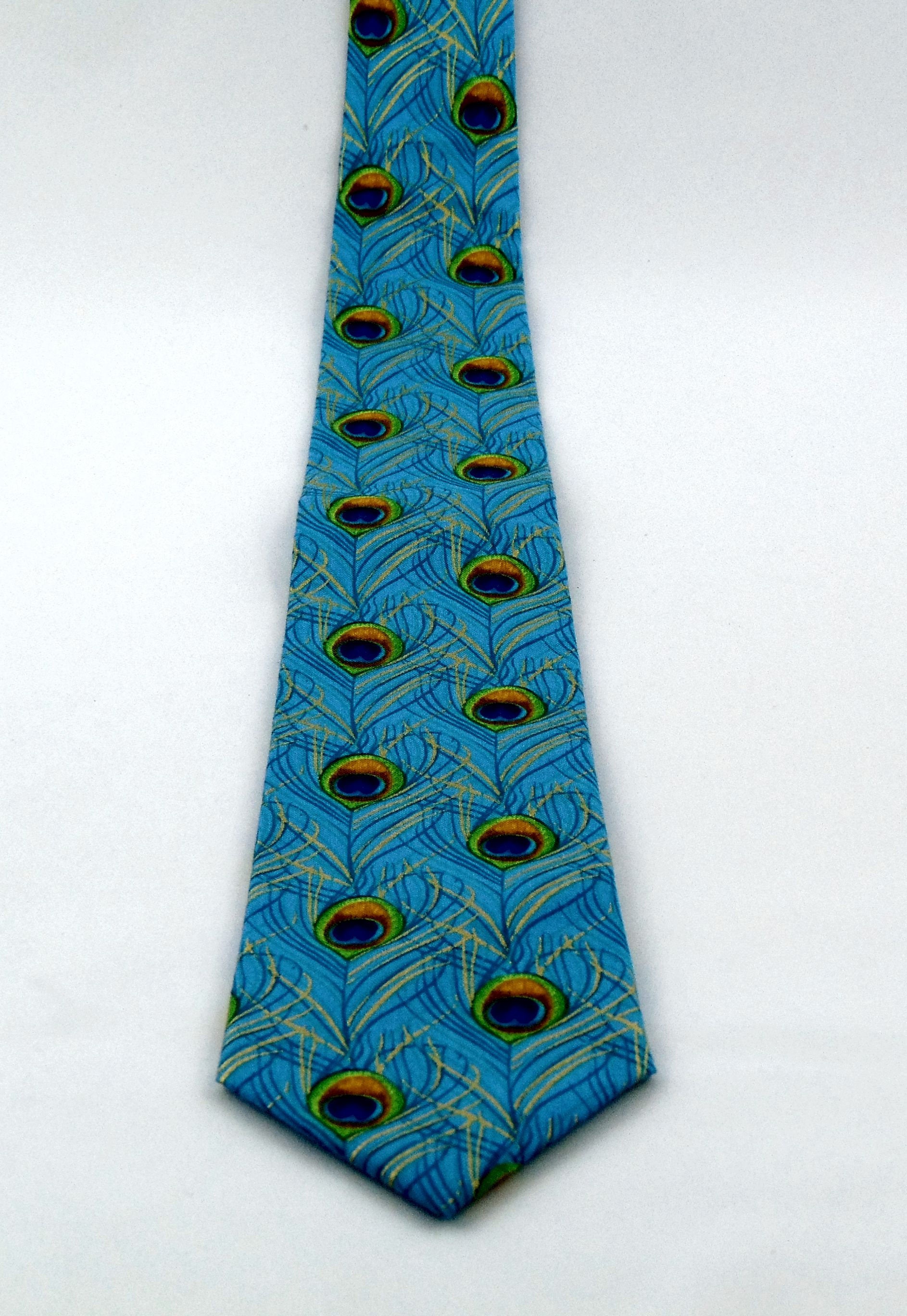 Peacock Wedding Blue Peacock Tie for Men, Also Available as a Skinny Tie.