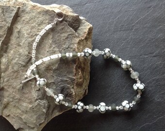 Glass Lampwork and Sterling Silver Beaded Necklace. Lampwork Glass Beads. Handmade Necklace. Artisan Lampwork Beads.