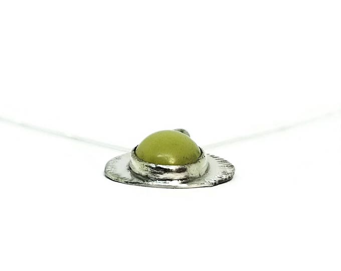 Sterling Silver Yellow Nephrite Jade Pendant, Silver Jade Necklace, One of a Kind, Unique Birthday Gift, Gift for Her