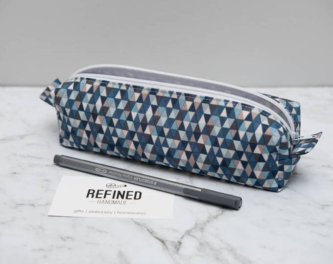 Blue Triangles Box Pencil Case