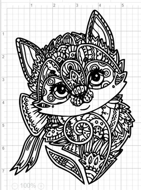 Download Cat Mandala Design SVG EPS DXF Studio 3 Cut File