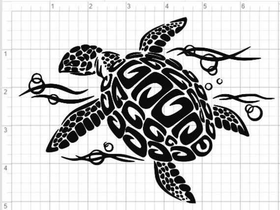 Download Sea Turtle with Flourish Design SVG pdf eps dxf Studio 3 Cut