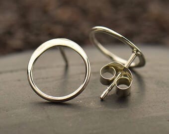 Sterling Silver Open Circle Post Earrings, Gold Earrings, Earrings, Gold, Jewelry, Sterling Silver Earrings, Sterling silver