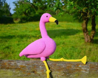 Fabio Flamingo toy crochet amigurumi pattern PDF instant download