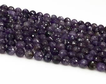 1Full Strand Amethyst Faceted Beads,6mm 8mm Amethyst Gemstone For Jewelry Making