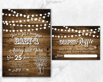 Baby-Q Invitation | BabyQ Baby Shower Invitation | Baby-Q Shower | Baby Q | Rustic Baby Shower | Couples Baby Shower | Baby BBQ | Beer & BBQ