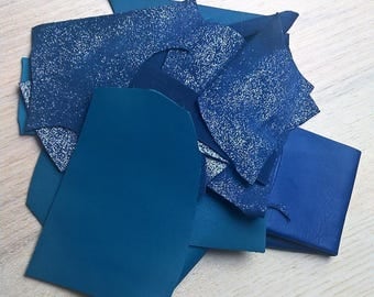 Set falls blue toned leather / glitter / Navy