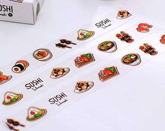 Japanese Sushi Washi Tape / Decorative Sushi Paper Sticky Adhesive Sticker (15 mm x 7 m)